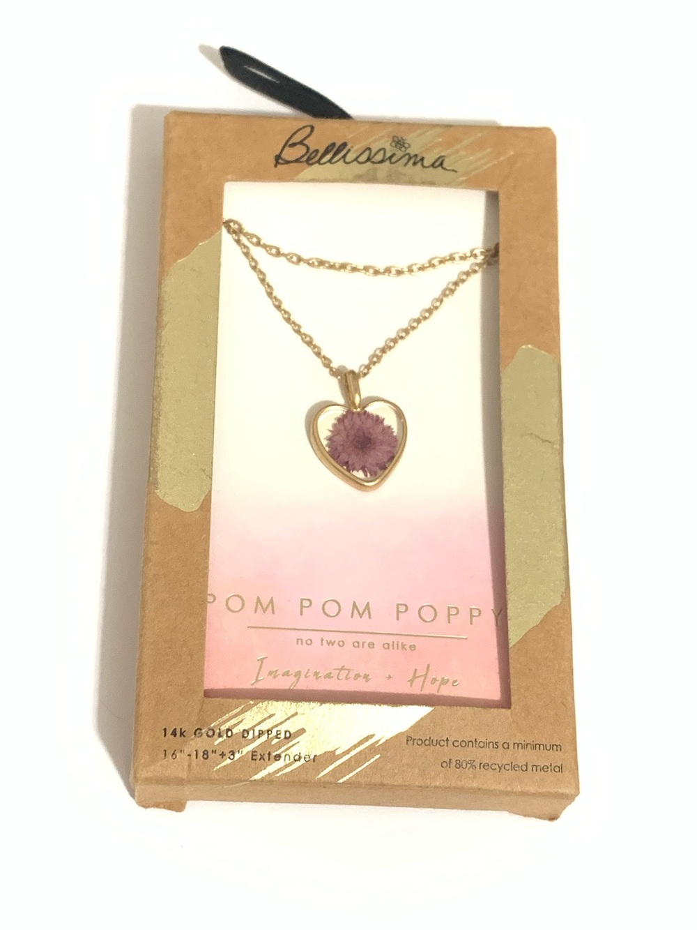 Poppy Heart Shaped Necklace 14K Gold Dipped